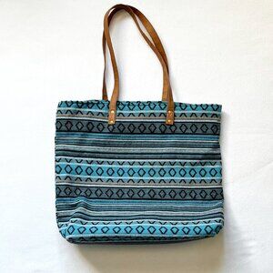 Fabric handbag 18" x 15" - turquoise